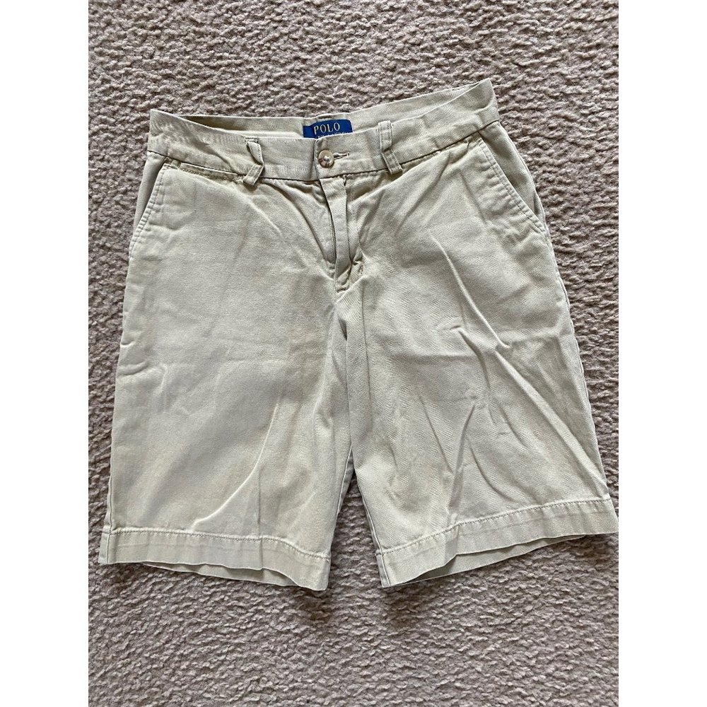 Polo Ralph Lauren Boys Chino Boating Khaki Shorts Sz 14 Length 8inch